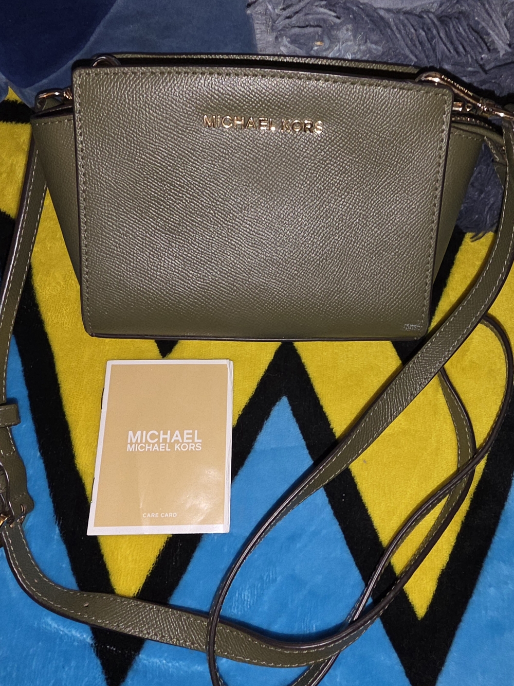 MICHAEL KORS Olive Leather Crossbody Bag